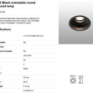 Rama Spot incastrabil tavan fals IP44 HYDE Black orientable round 40119 83720 universul-luminii.ro