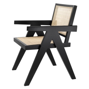Scaun cu brate design vintage Aristide, negru 114619 HZ - Img 4