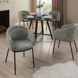 Scaun cu cotiere FLORENZ, material textil verde inchis - Img 4