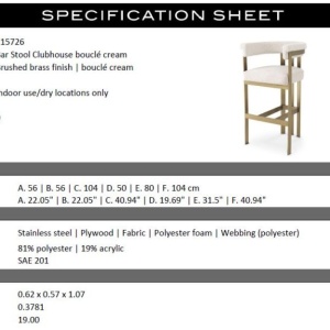 Scaun de bar design LUX, Bar Stool Clubhouse crem - Img 6