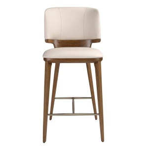 Scaun de bar din lemn si piele sintetica Cream - Img 5