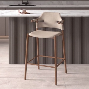 Scaun de bar modern cu sezut si spatar din piele regenerata Sand