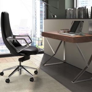 Scaun de birou modern piele sintetica Black - Img 7