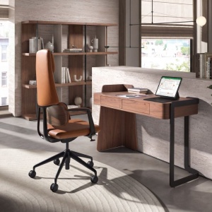 Scaun de birou modern piele sintetica Brown - Img 7