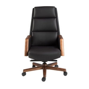 Scaun de birou modern piele sintetica si lemn Black - Img 5
