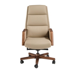 Scaun de birou modern piele sintetica si lemn Mink - Img 3