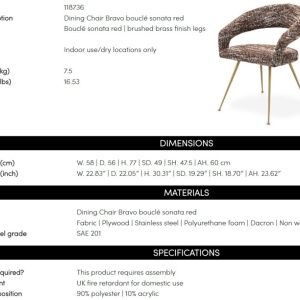 Scaun design elegant LUX Bravo, boucle sonata red - Img 9