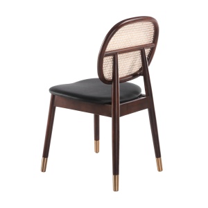 Scaun design LUX din lemn cu spatar de rattan Walnut AC 4093-DC1599 - Img 3