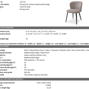 Scaun design LUX Halard, bej mademoiselle 115770 HZ - Img 6