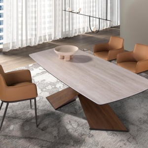 Scaun design LUX, Metal, Piele Sintetica Brown - Img 7