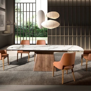 Scaun design LUX, Nuc, Piele sintetica, Brown - Img 7
