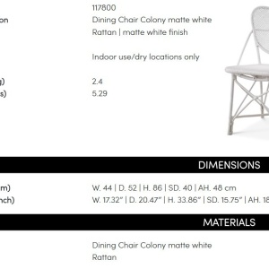 Scaun din ratan design LUX, Colony alb - Img 3