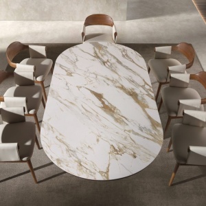 Scaun dining imitatie de piele crem si lemn Walnut - Img 7