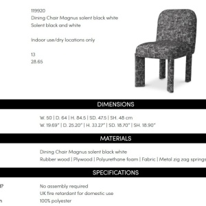 Scaun dining tapitat LUX Magnus, Solent alb cu negru - Img 10