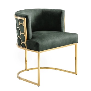 Scaun ELEGANCE catifea verde, otel inoxidabil auriu
