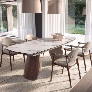 Scaun modern cu sezut si spatar din piele regenerata Sand - Img 6