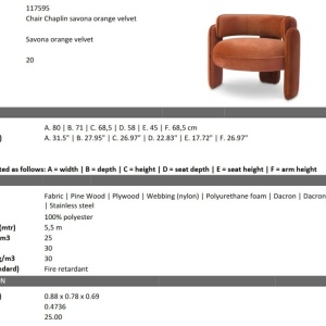Scaun modern design LUX Chaplin, Savona orange - Img 2