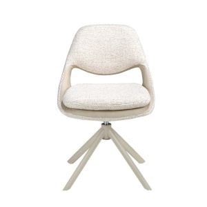 Scaun modern pivotant material textil Off-white and cream - Img 7