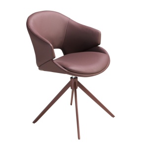 Scaun modern pivotant piele sintetica maro cupru - Img 6