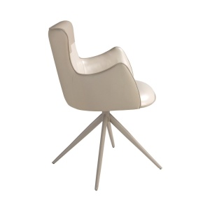 Scaun modern pivotant piele sintetica Off-white/ Greige - Img 3