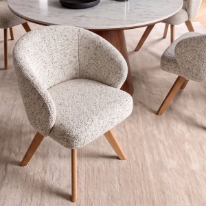 Scaun pivotant lemn de stejar, material texturat WALKURE - Img 2