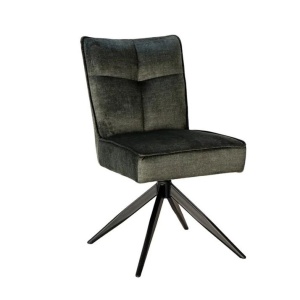 Scaun pivotant metal negru, catifea verde LUGANO