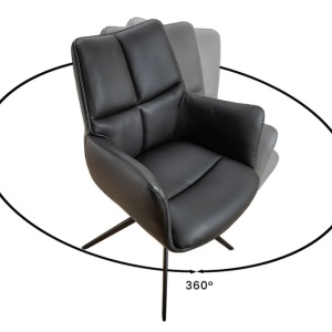 Scaun pivotant modern, Piele Naturala, Negru, PAPILLON - Img 7