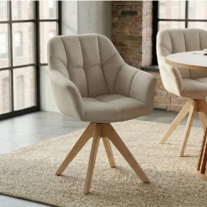Scaun pivotant PAPILLON catifea bej/ stejar