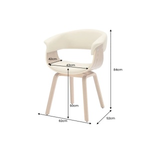 Scaun retro imitatie piele bej crem, lemn furniruit ORGANIC - Img 4