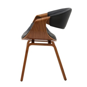 Scaun retro imitatie piele neagra, lemn furniruit ORGANIC - Img 4