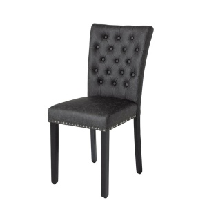 Set 2 scaune Stil Baroc, Piele Sintetica, Negru Vintage, CASTLE