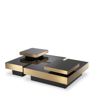 Set 4 masute de cafea design elegant Nio, alama-negru 113961 HZ