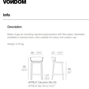 Set 4 Scaune de bar exterior / interior design modern premium AFRICA H-85cm 65030 - Img 6