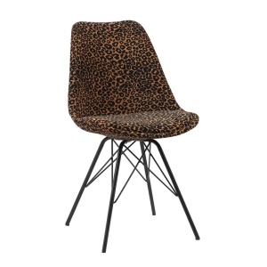 Set 4 scaune moderne Scandinavia imprimeu leopard negru-maro