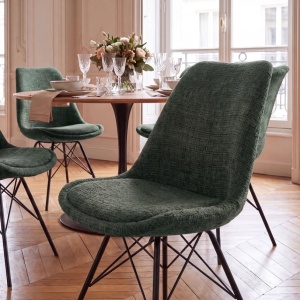 Set 4 scaune moderne Scandinavia tesatura structurata verde - Img 5