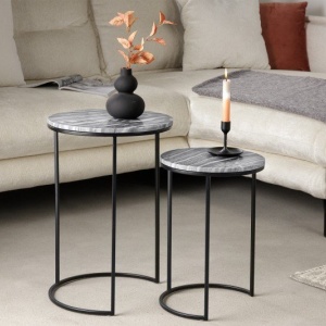 Set de 2 masute design minimalist Elements, marmura gri - Img 3