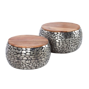 Set de 2 masute design unicat Stone Mosaic, argintiu A-41433 VC
