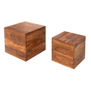 Set de 2 masute/ tabureti din lemn de trandafir Sheesham, Makassar A-37290 VC