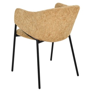 Set de 2 scaune aspect retro, Metal Negru, Chenille Galben, NOBLESSE A-47580 VC - Img 8