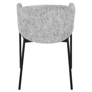 Set de 2 scaune aspect retro, Metal Negru, Chenille Gri, NOBLESSE A-47577 VC - Img 4