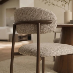 Set de 2 scaune BELLANO, material texturat taupe bej - Img 6