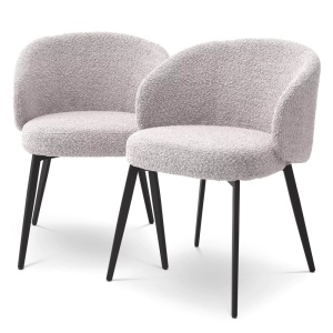 Set de 2 scaune cu brate design LUX Lloyd, boucle gri 115990 HZ
