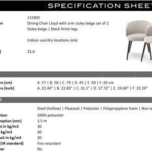 Set de 2 scaune cu brate design LUX Lloyd, Sisley bej - Img 7