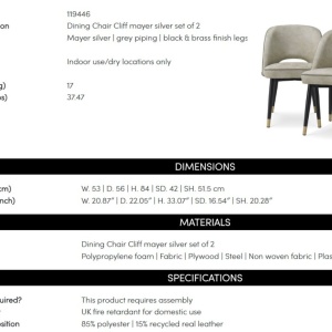 Set de 2 scaune design LUX Cliff, Mayer silver - Img 11