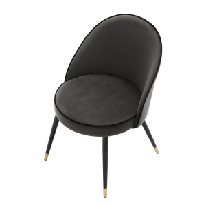 Set de 2 scaune elegante design LUX Cooper, catifea gri inchis 113125 HZ - Img 7