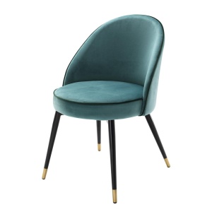 Set de 2 scaune elegante design LUX Cooper, catifea turcoaz 113123 HZ - Img 2