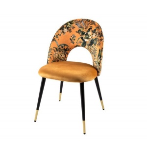 Set de 2 scaune moderne tapitate cu model floral Boutique galben