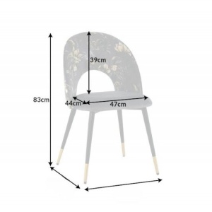 Set de 2 scaune moderne tapitate cu model floral Boutique gri - Img 2