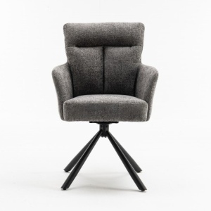 Set de 2 scaune pivotante Big George, tesatura structurata gri - Img 2