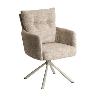 Set de 2 scaune pivotante metal bej, tesatura structurata bej BIG GEORGE